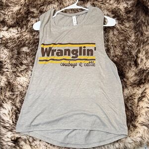 Wranglin’ Cowboys & Cattle Gray Tank Top